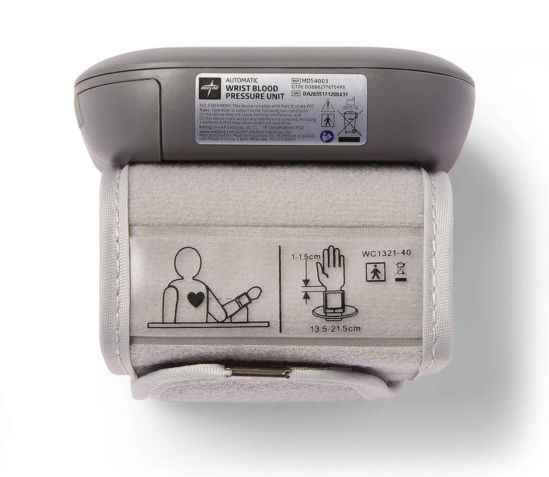 [Australia] - Medline Digital Wrist Blood Pressure Monitor, BP Cuff with Batteries Included (60 Reading Memory) 