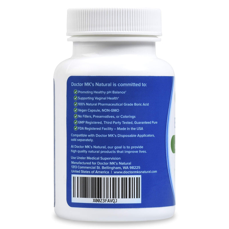 [Australia] - Boric Acid Suppositories (600mg) for Healthy Feminine pH Support. 30 Vaginal Suppository Capsules - by Doctor MK's® Natural 