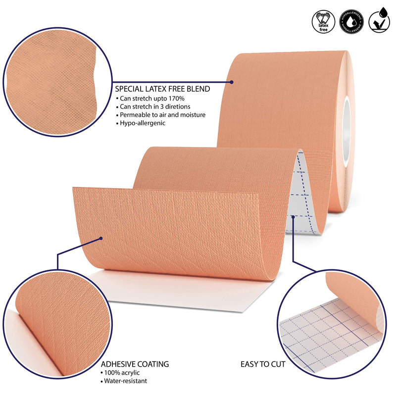 [Australia] - Titanium Sports Kinesiology Tape - 5m Roll of Elastic Water Resistant Tape for Support & Muscle Recovery - Quality Sports Tape Beige 