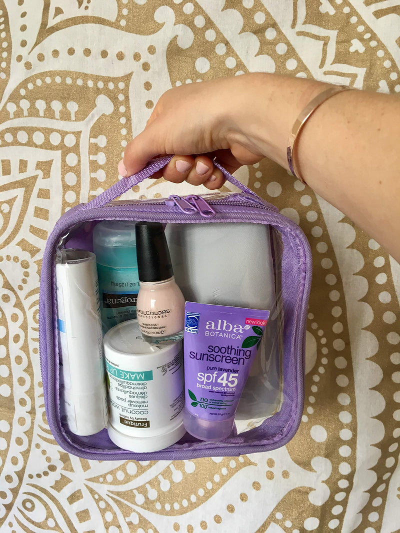 [Australia] - Clear TSA Approved 3-1-1 Travel Toiletry Bag for Carry On / Quart Size Transparent Liquids Pouch for Airport Security & Carry On / Reusable See Through Vinyl & PVC Plastic Organizer for Men and Women (Lilac) Lilac 