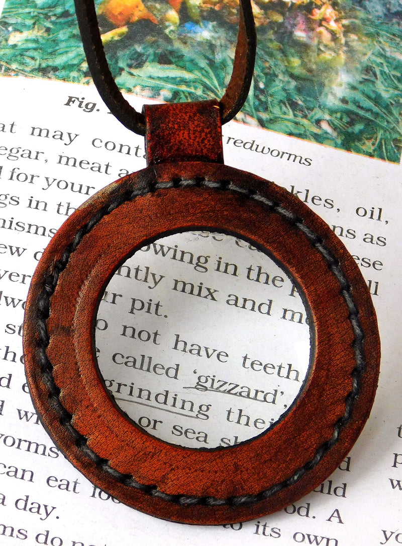 [Australia] - Nautical Vintage Leather Strap Necklace Magnifying Glass Magnifier Pendant 