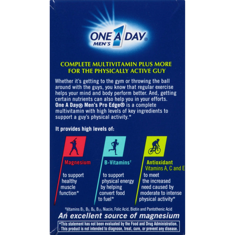 [Australia] - One A Day Men’s Pro Edge Multivitamin, Supplement with Vitamin A, Vitamin C, Vitamin D, Vitamin E and Zinc for Immune Health Support* and Magnesium for Healthy Muscle Function, 50 Count 