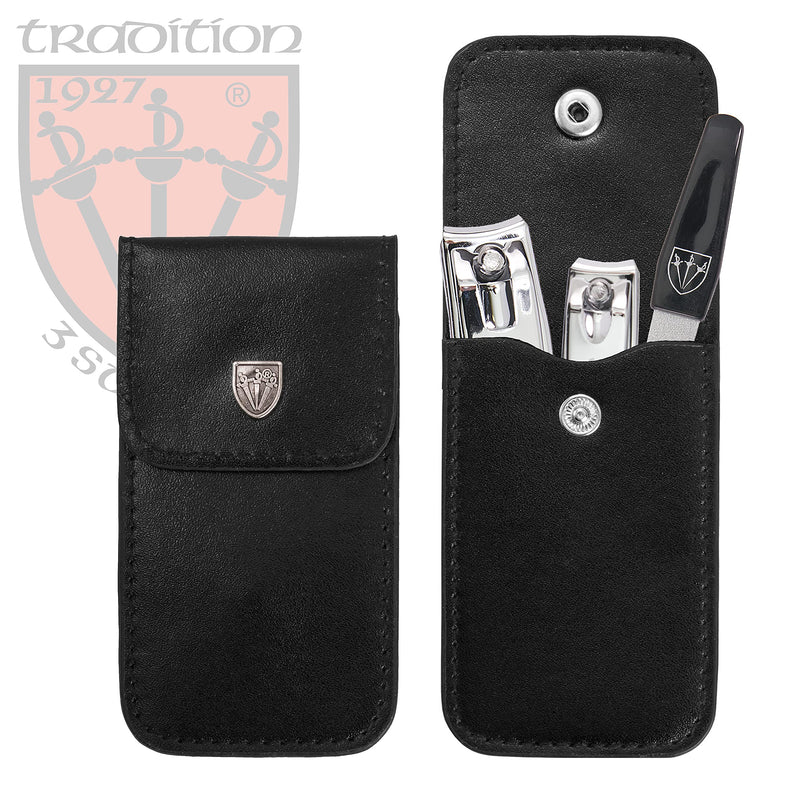 [Australia] - 3 Swords Germany - brand quality 2 piece manicure pedicure grooming kit set FINGER & TOE NAIL CLIPPER in synthetic leather case - Made by 3 Swords (6721) SILVER 