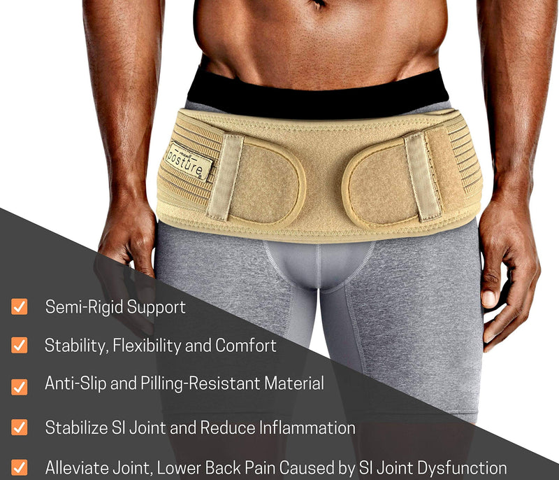 [Australia] - Vriksasana Sacroiliac Hip Belt for Women and Men That Alleviates Sciatic, Pelvic, Lower Back, Leg and Sacral Nerve Pain Caused by Si Joint Dysfunction| Trochanter Brace (Regular, Nude) Regular (Hip Size 32"- 45") 