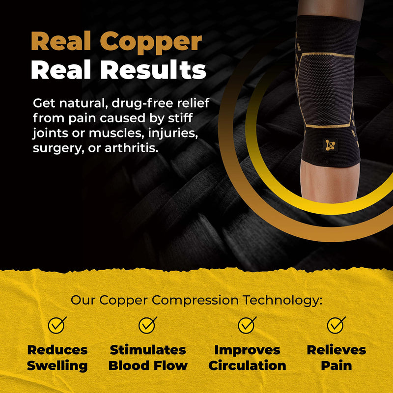 [Australia] - Knee Compression Sleeve PRO for Men & Women - Knee Brace For weightlifting, Sports Injury & Knee Support - Helps Blood Flow, Pain Relief & Management - Copper-Infused Nylon by CopperJoint (Large) Large Knee Sleeve PRO 