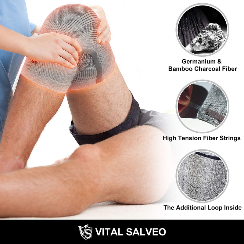 [Australia] - Vital Salveo-Compression Recovery Knee Sleeves Braces ST3-Stay Warm, Ideal for Sports and Daily Wear Pain Relief Protects Joint (1 Pair) XX-Large 