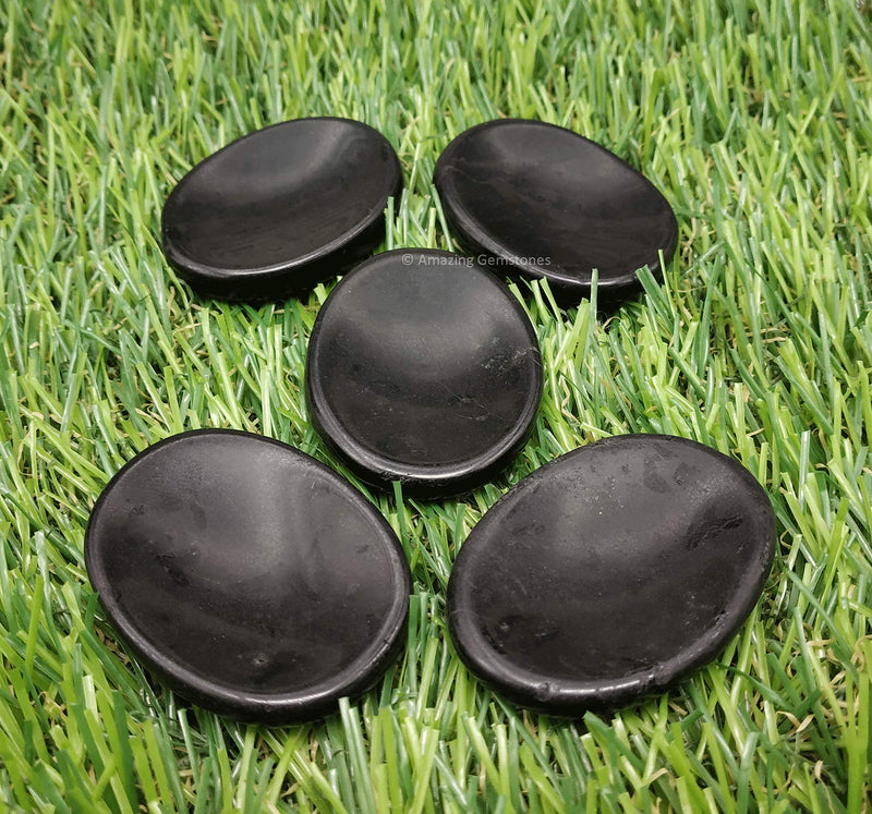 [Australia] - Black Tourmaline Crystal Worry Stone, Natural Gemstone Thumb Rubbing Stone - Fidget Palm Stone Healing Crystal Black Tourmaline 
