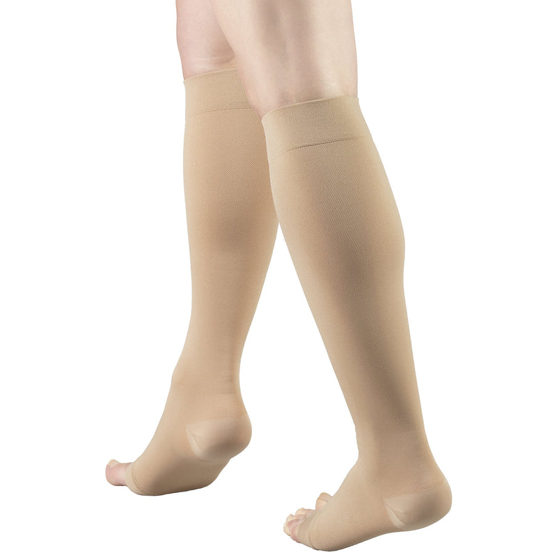 [Australia] - Truform Short Length Surgical Stockings, 18 mmHg Compression for Men and Women, Reduced Length, Open Toe, Beige, Large Large (1 Pair) 