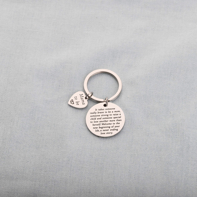 [Australia] - AKTAP Mama to Be Gift New Mom Keychain Pregnancy Announcement Gift It Takes Someone Really Brave to Be A Mom Mother Keychain Gift for First Mom Fashion Mama To Be Charm Keychain 