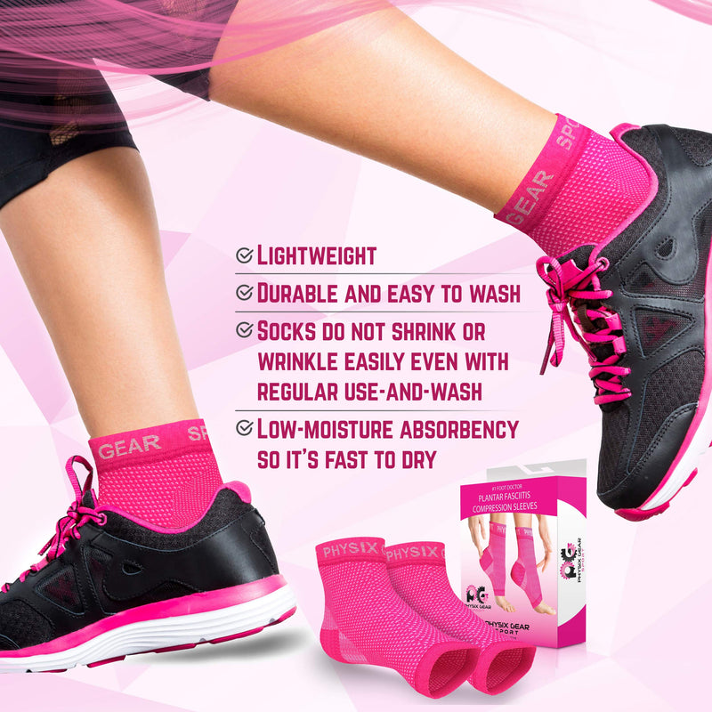 [Australia] - Physix Gear Sport Plantar Fasciitis Socks with Arch Support for Men & Women - Ankle Compression Sleeve, Toeless Compression Socks Foot Pain Relief, Ankle Swelling - Better than Night Splint, Pink L/XL L/XL-US Mens 8.5-13 | Womens 8-11 Pink (1 Pair) 