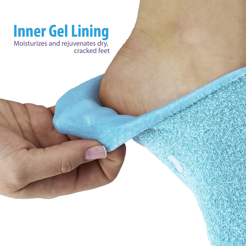[Australia] - NatraCure Moisturizing Gel Socks - (Helps Dry Feet, Cracked Heels, Dry Heels, Rough Calluses, Cuticles, Dead Skin, Use with your Favorite Lotions, Creams or Spa Pedicure) - Color: Aqua 