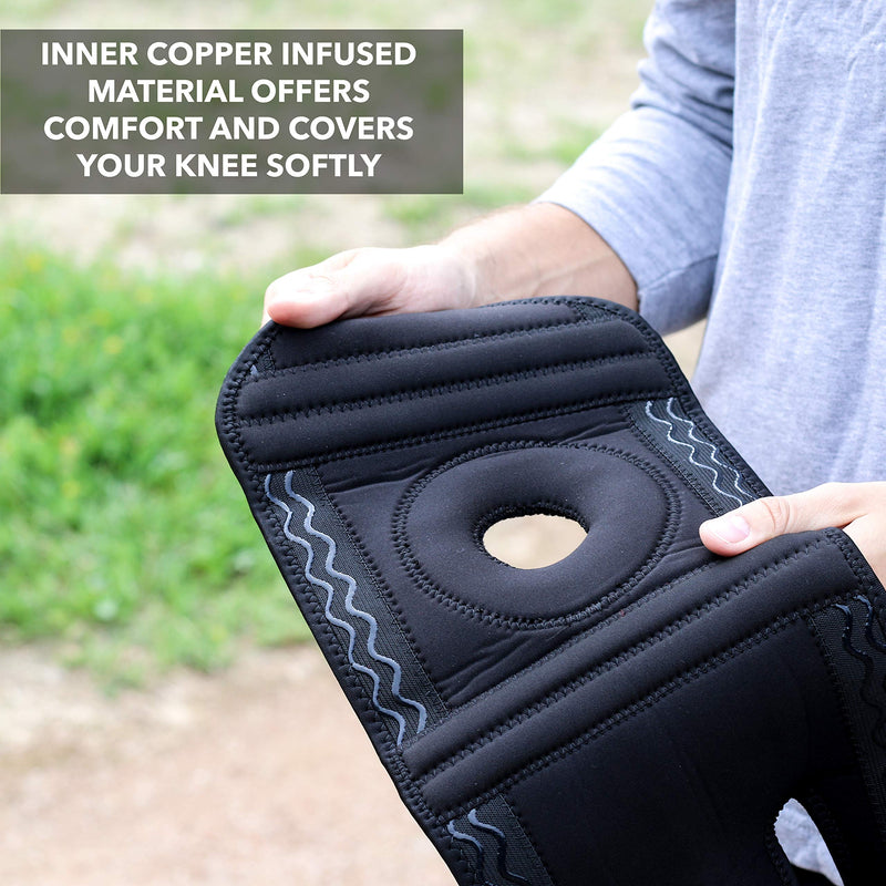 [Australia] - Plus Size Copper Knee Brace for Women and Men - Open Patella Adjustable Knee Brace with Side Stabilizers. Copper Knee Brace for Meniscus Tear, Knee Pain & Arthritis in Sizes XL-6XL Black Size 2 (XL/2XL/3XL): Knee 16'' - 21'' 
