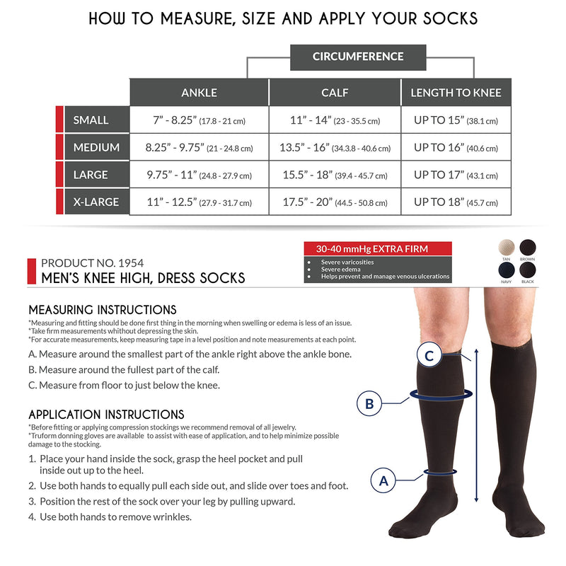 [Australia] - Truform Compression Socks, 30-40 mmHg, Men's Dress Socks, Knee High Over Calf Length X-Large (Pack of 1) Black 