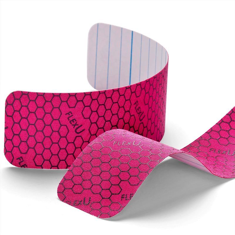 [Australia] - FlexU Kinesiology Tape; Single Roll (Pre-Cut or Continuous); Advanced Strength and Flexibility Properties; Longer Lasting Therapeutic Recovery; Sports Tape Pink 16.4 Feet UnCut 