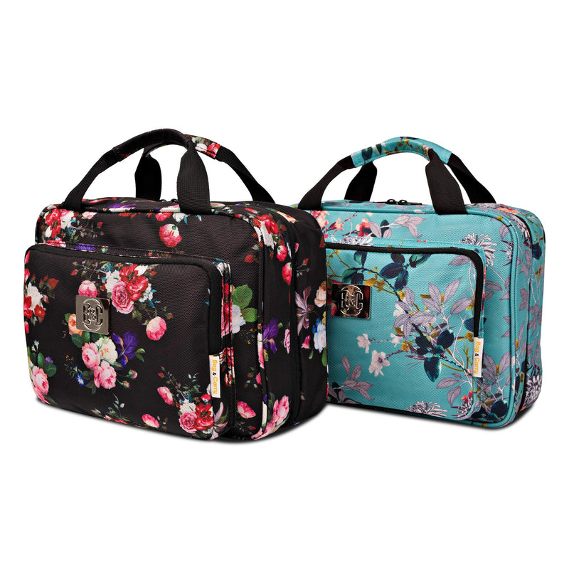 [Australia] - Large Hanging Travel Cosmetic Bag For Women - Versatile Toiletry And Cosmetic Makeup Organizer With Many Pockets (Black roses) Black roses 