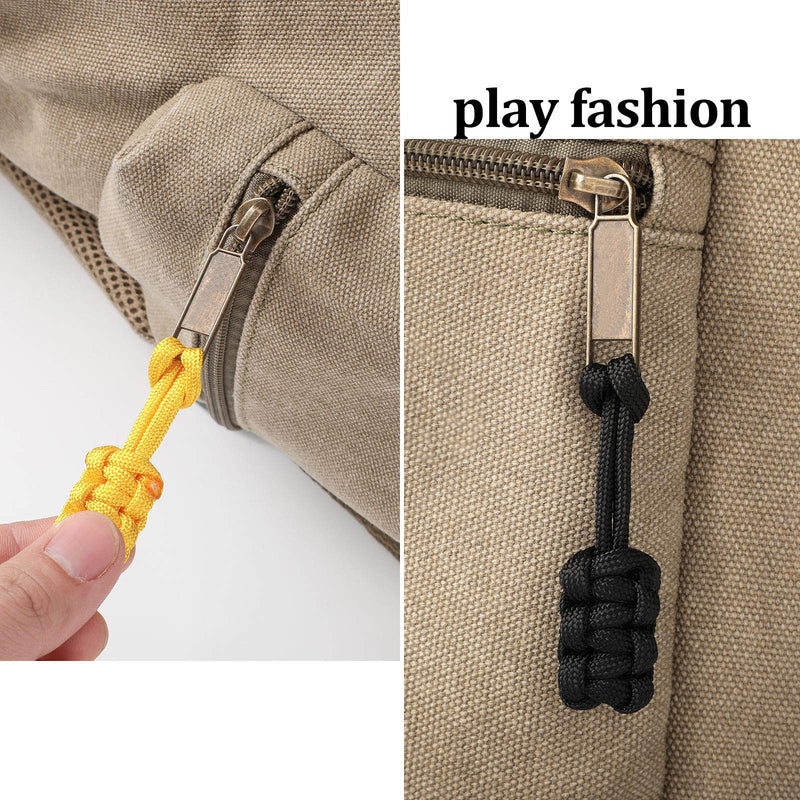 [Australia] - 10 Pieces Replacement Zipper Pulls Tab Universal Nylon Zipper Repair Kit Zipper Slider Pull Tab Zipper Fixer Metal Zipper Head Hand Woven Pull Rope Zipper Handle Cord Pull Tab (Assorted Colors) 