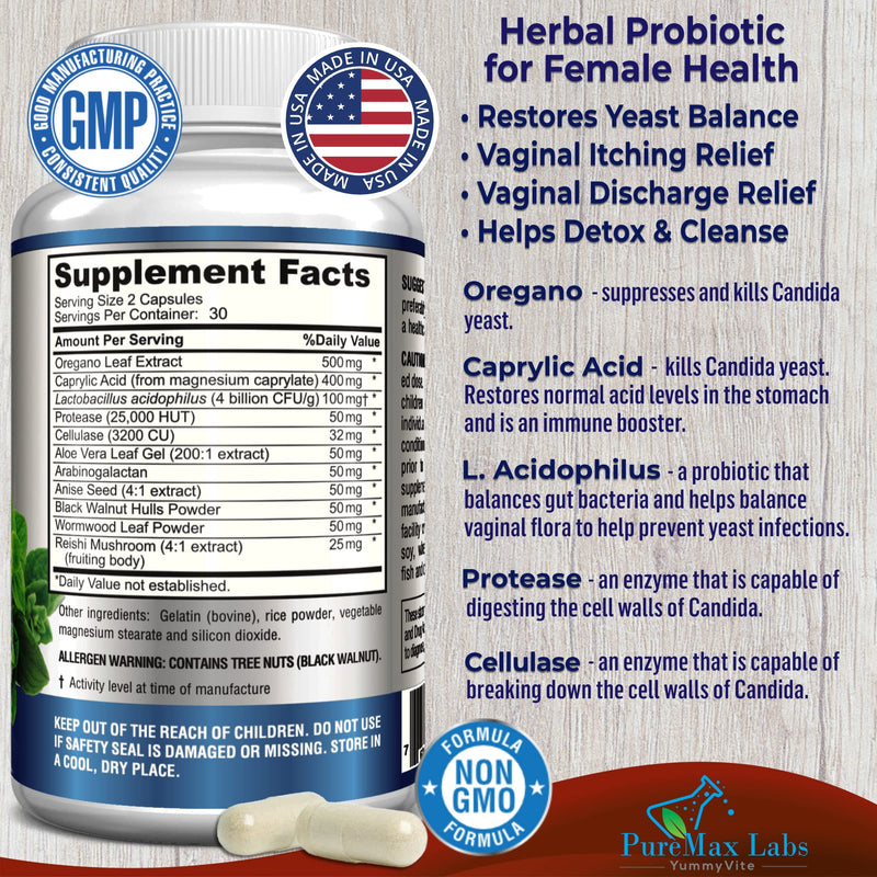 [Australia] - Balance Complex for Women - for Vaginal Health, Herbal Detox & Cleanse, Vaginal Probiotics, Supports Healthy Intestinal Flora, Helps with Yeast Infections 60 Capsules 