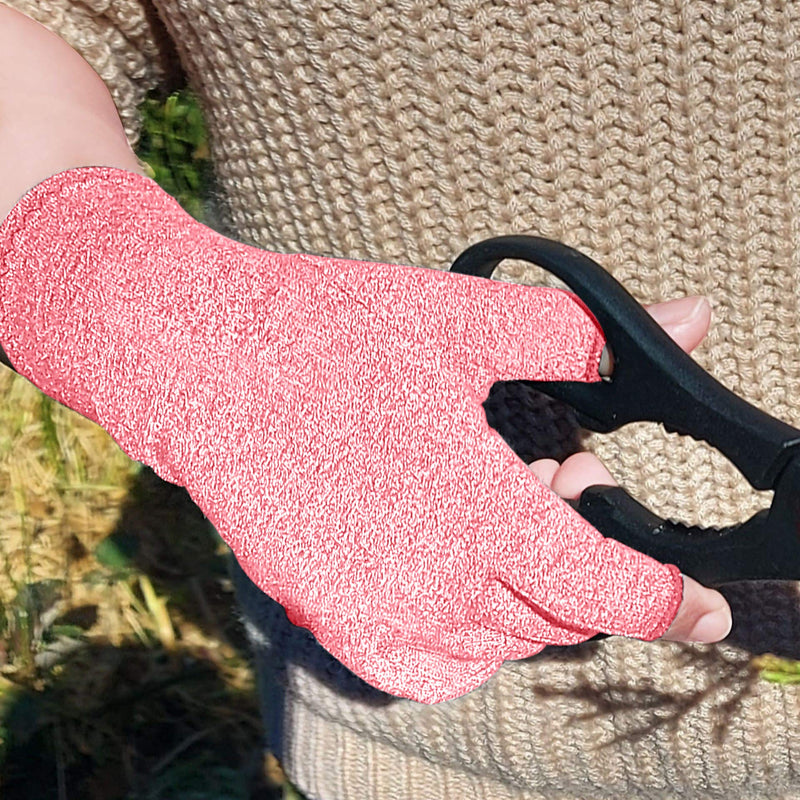 [Australia] - SyeJam Arthritis Gloves Fingerless- Rheumatoid Arthritis Compression Gloves for Pain Relief - Pink (L) 1 Pair Pink (1 Pair) + Free Ebook L (Pack of 2) 