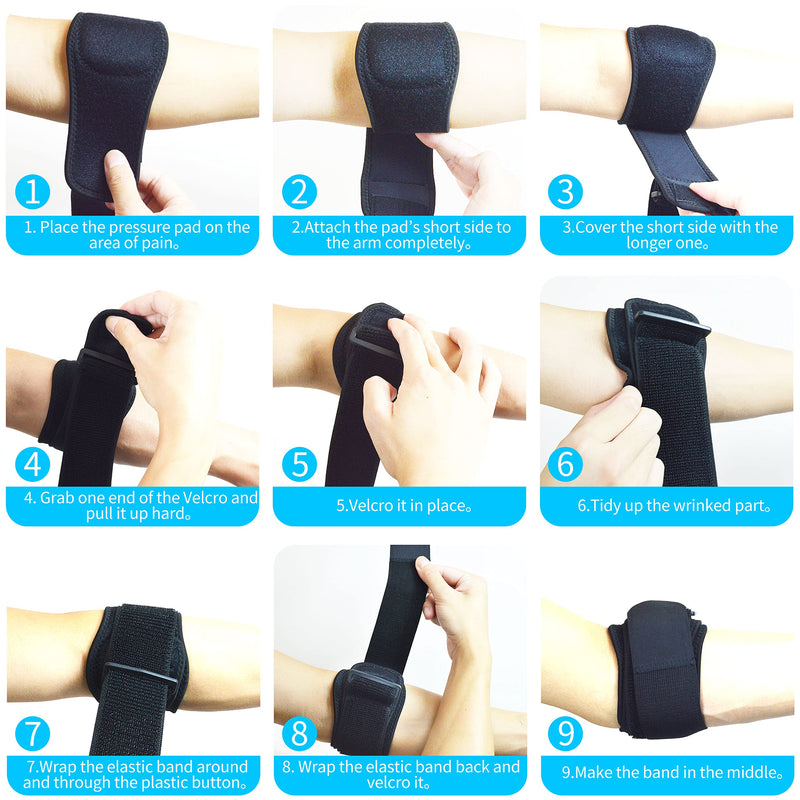 [Australia] - Tennis Elbow Braces for Tendonitis and Tennis Elbow,Golfers Elbow Forearm Brace Straps and Compression Pad for Men and Women,Neoprene Wraps Tennis Elbow Support Band Relief Black-1 Pack 