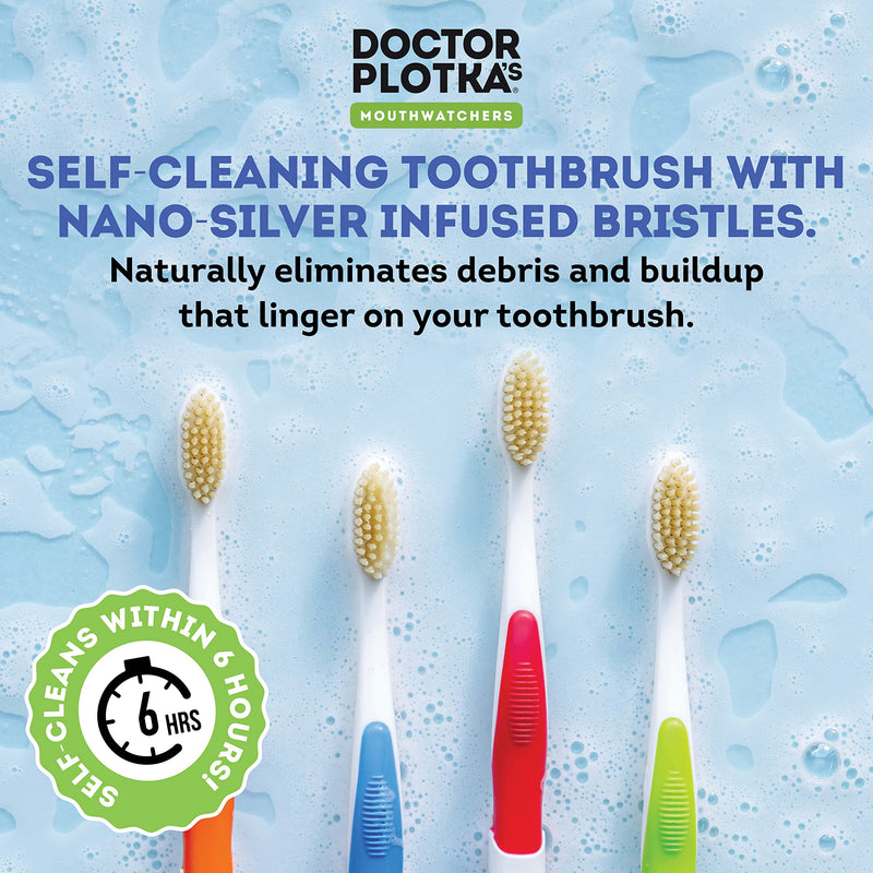 [Australia] - MOUTHWATCHERS Doctor Plotka's Mouthwatchers Antimicrobial Floss Bristle Silver Toothbrush, Adult, Orange Orange,silver 