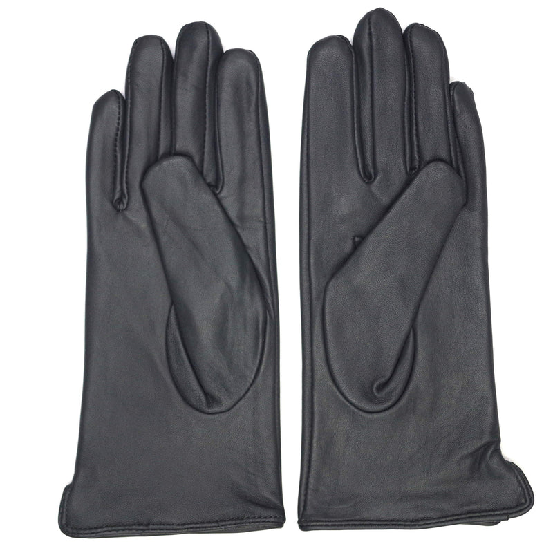 [Australia] - Womens Fleece Lined Cold Weather Lambskin Leather Gloves For Women XL Gray 