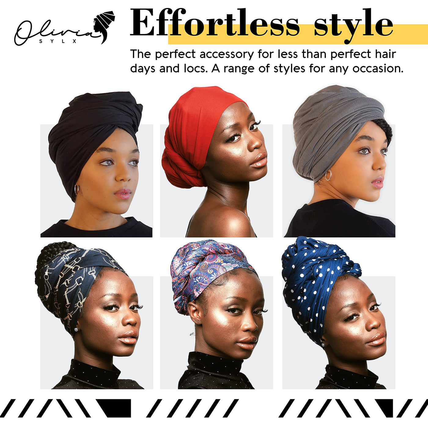 Head Wraps for Women - African Hair Scarf & Stretch Jersey - Long