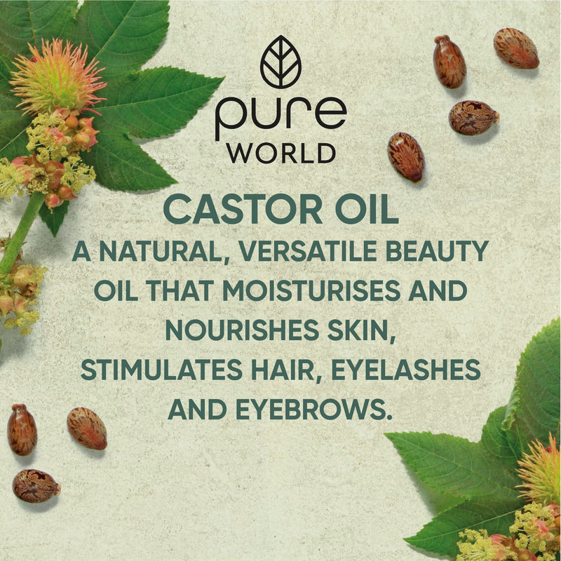 [Australia] - Pure World Castor Oil 100ML. Cold Pressed 100% Pure and Natural Hexane Free Eyebrows, Nails, Beard, Hair, Eyelash Growth Cruelty Free 