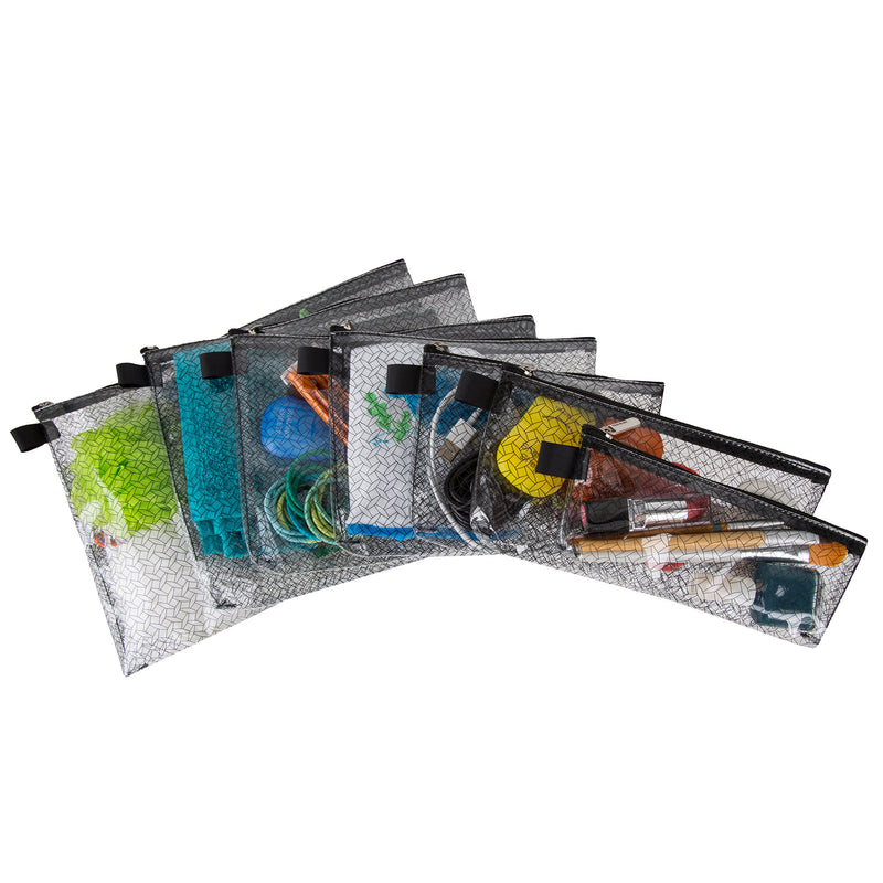 [Australia] - Travelon Set of 7 Packing Envelopes, Clear with Black Trim, Assorted Sizes 