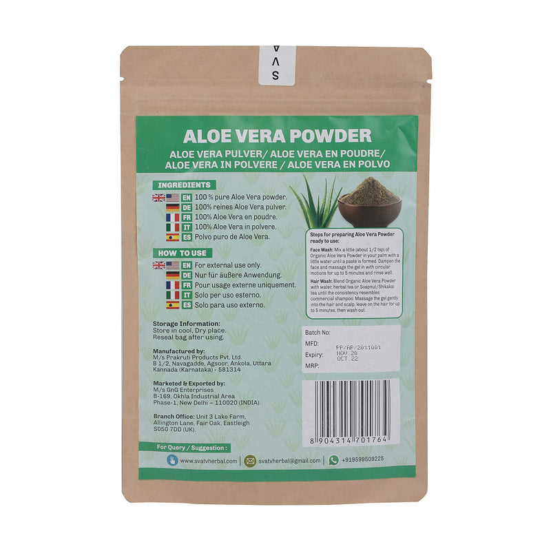 [Australia] - SVATV Aloe Vera Powder II Aloe Barbadensis II Cooling, Soothing, Hydrating, Natural Moisturising II For Hair & Skin Care II 227g , 8oz, 0.5lb 