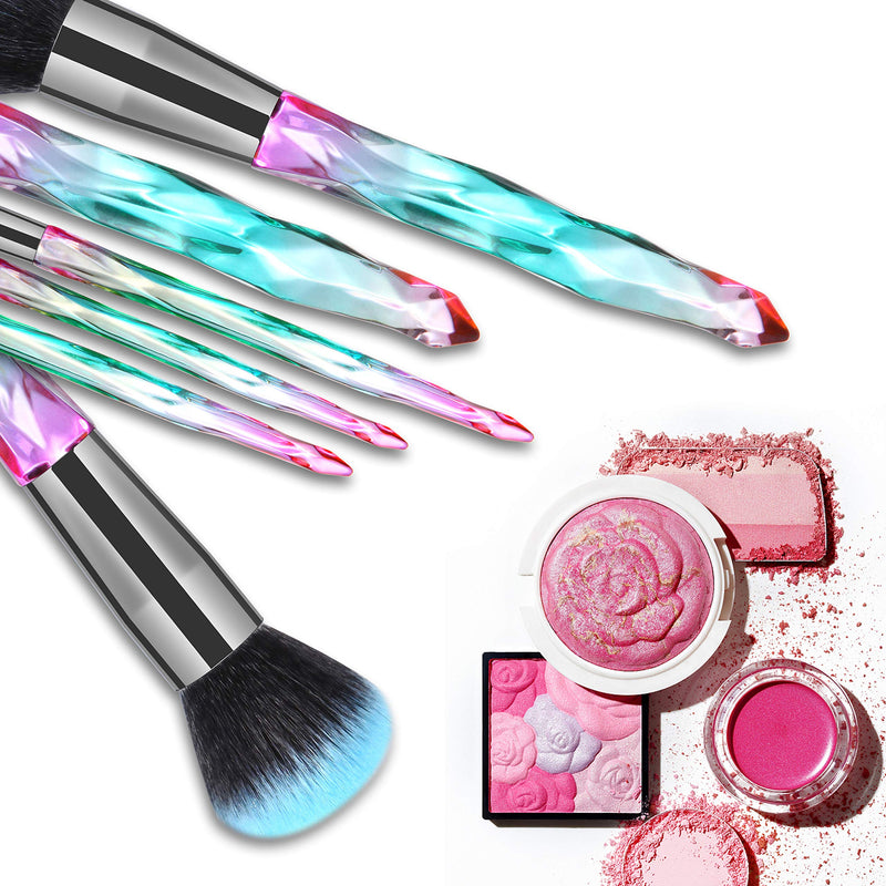 [Australia] - DUAIU Makeup Brushes 15pcs Premium Synthetic Bristles Crystal Handle Set Kabuki Foundation Brush Face Lip Eye Makeup Brush Sets Professional with Starry Gift Box 