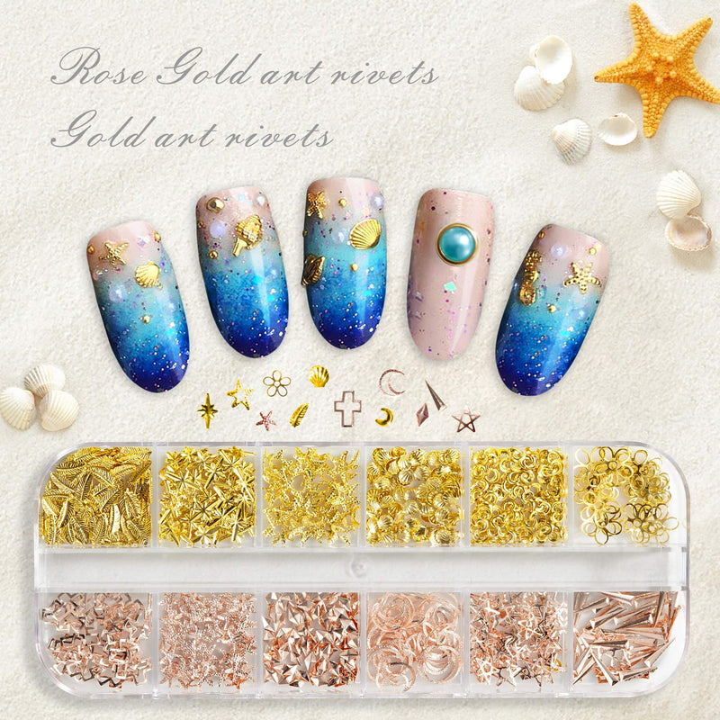 [Australia] - Nail Art Gems and Rhinestones, Nail Art Supplies Design Kit, Nail Stickers for Acrylic Nails, Nail Jewelry and Decorations, 6 Box of 72 Types, and Nail Accessories with Finger Separator, Tweezers etc 