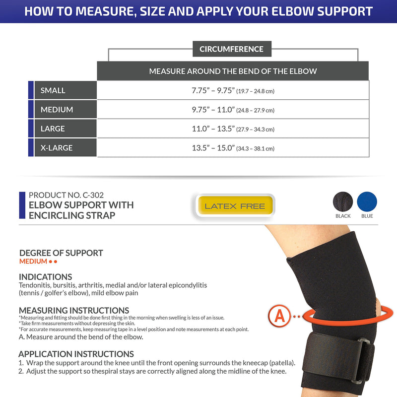[Australia] - OTC Elbow Support, Encircling Support Strap, Neoprene, Black, Large 
