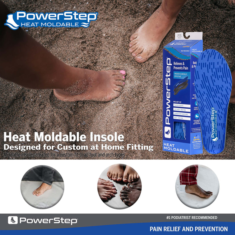 [Australia] - PowerStep Insoles, Custom Fit Orthotic, Molded Arch Support Insole, Exact Fit Instant Custom Orthotic For Women and Men Women's 10.5-11 / Men's 9-9.5 Blue 
