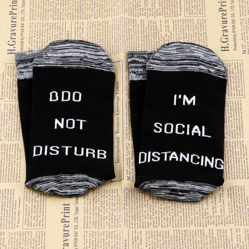 [Australia] - PYOUL 2 Pairs Quarantine socks Social Distancing Gift Do Not Disturb I'm Social Distancing Socks 