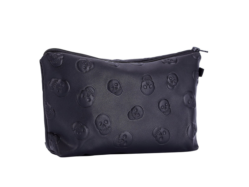 [Australia] - HOYOFO Stylish Makeup Pouch Portable Cosmetic Bag Purse, Black Skull 