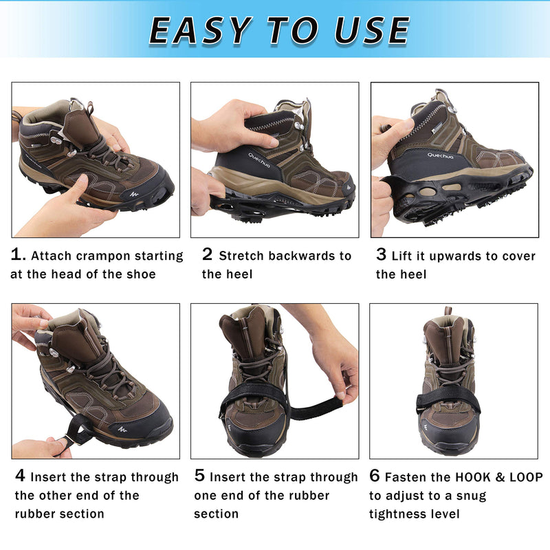 [Australia] - SILANON Crampons Ice Snow Cleats for Shoes Boots,Walk Traction Cleats for Women Men Walking on Snow and Ice Anti Slip 24 Spike Snow Shoes Cleats Small 