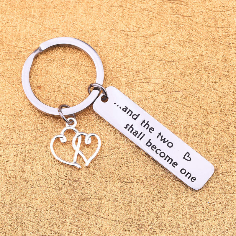 [Australia] - MYOSPARK Wedding Gift and The Two Shall Become One Christian Keychain Bridal Shower Engagement Gift for Newlywed Bride Groom And The Two Shall Become One Keychain 