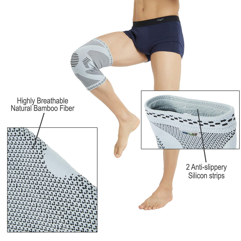 [Australia] - NeoTech Care Knee Support Brace, Bamboo Fiber, Gray (Size S, 1 Unit) Small (Pack of 1) 