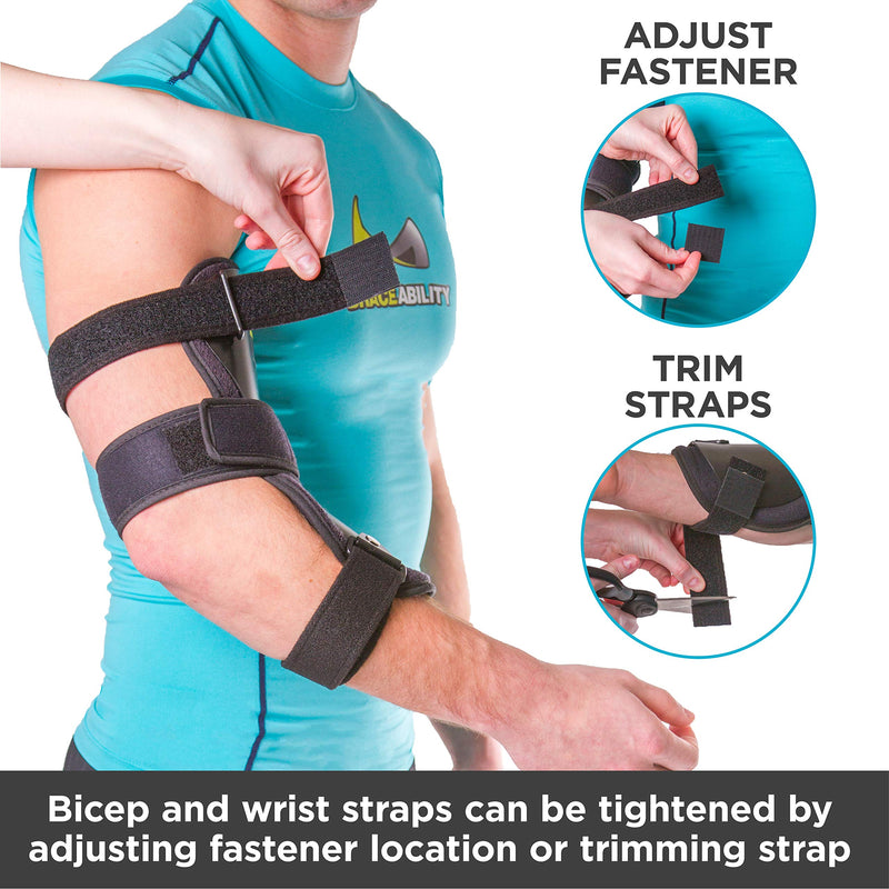 [Australia] - BraceAbility Cubital Tunnel Syndrome Elbow Brace | Splint to Treat Pain from Ulnar Nerve Entrapment, Hyperextended Elbow Prevention and Post Surgery Arm Immobilizer - M (Medium/Large) 