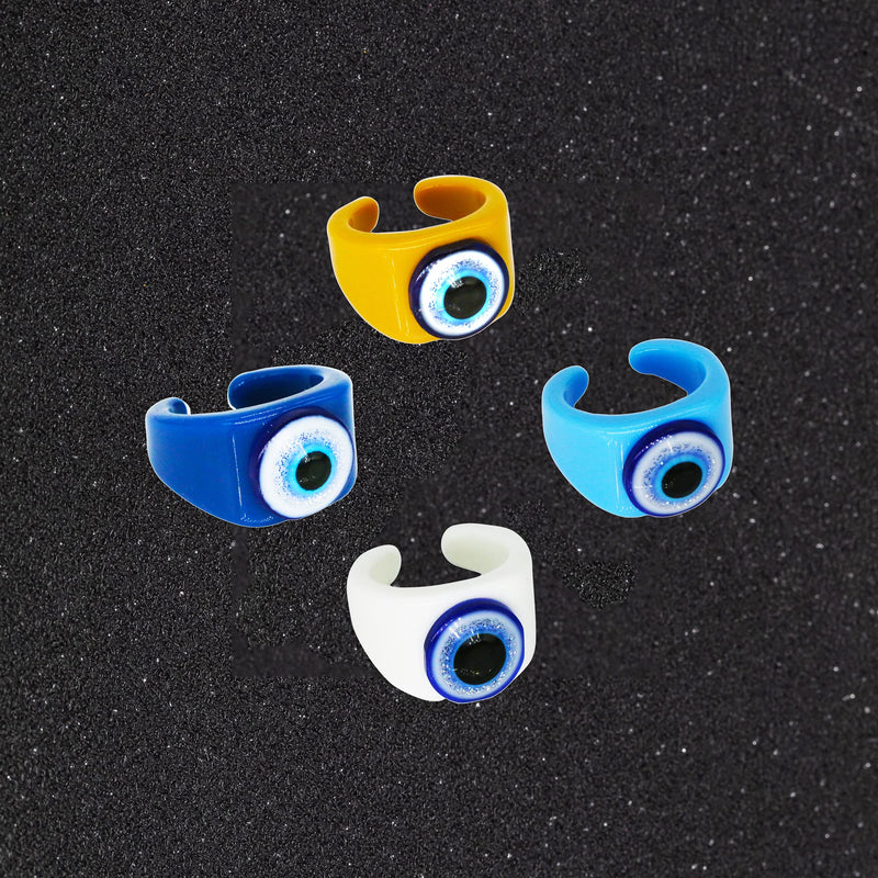 [Australia] - Evil Eye Acrylic Ring for Women Girls Boy Children ,Cute Colorful Candy Ring Transparent Handmade Trendy Jewelry Blue 