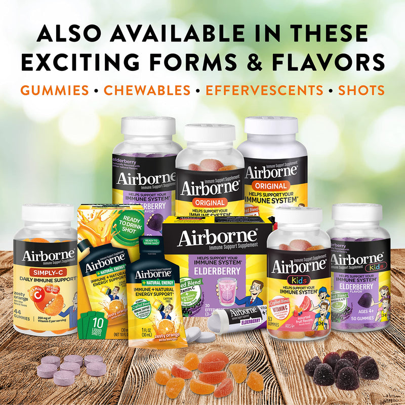 [Australia] - Airborne Vitamin C 1000mg (per serving) - Zesty Orange Effervescent Tablets (10 count in a box), Gluten-Free Immune Support Supplement, With Vitamins A C E, ZINC, Selenium, Echinacea & Ginger 10 Count (Pack of 1) 