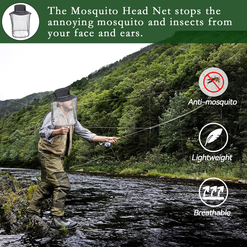 [Australia] - Mosquito Head Net Hat Midge Hat with Removable Net Wide Brim Sun Protection Hat for Fishing Hiking Gardening Camping, Grey 