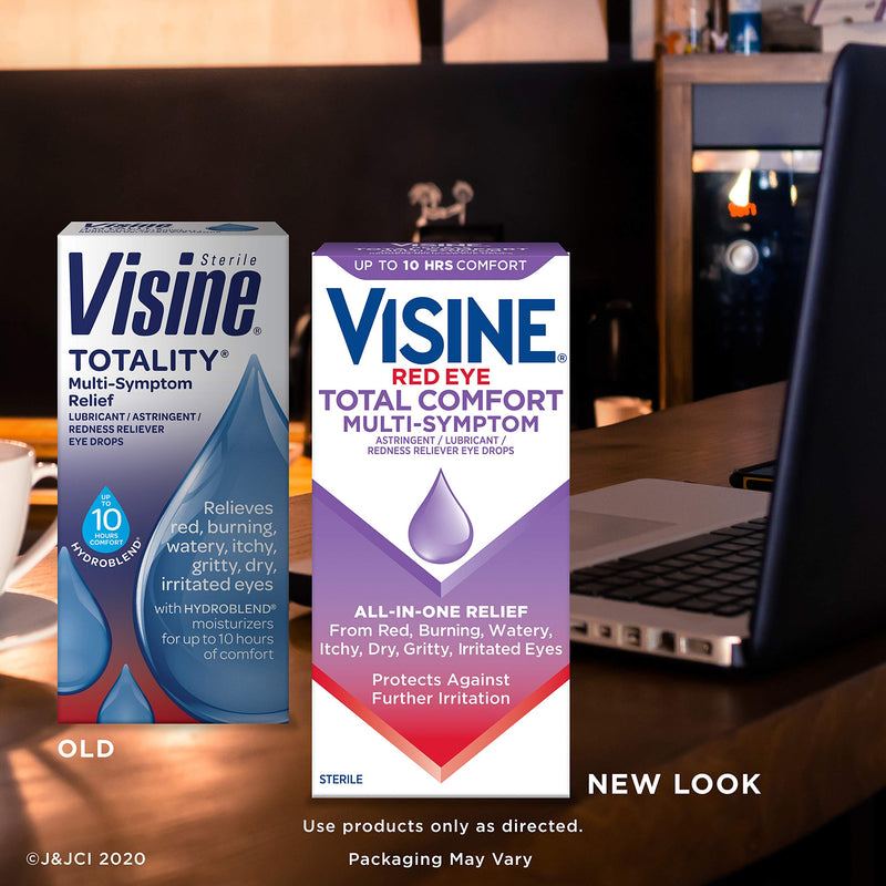 [Australia] - Visine Red Eye Total Comfort Multi-Symptom Eye Drops, All-in-One Astringent, Lubricant & Redness Reliever Eye Drops for Irritated, Dry, Burning, Watery, Itchy, Red, Gritty Eyes, 0.5 fl. oz Comfort and relief 