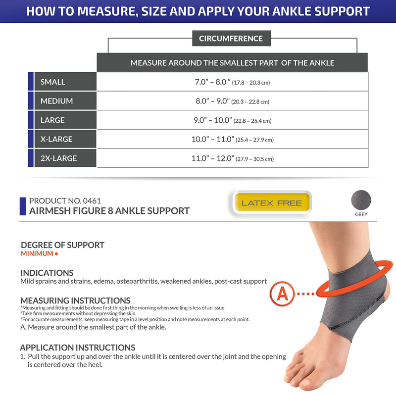 [Australia] - Champion Ankle Brace, Figure 8 Straps, Adjustable Support, Airmesh Fabric, Grey, Small 