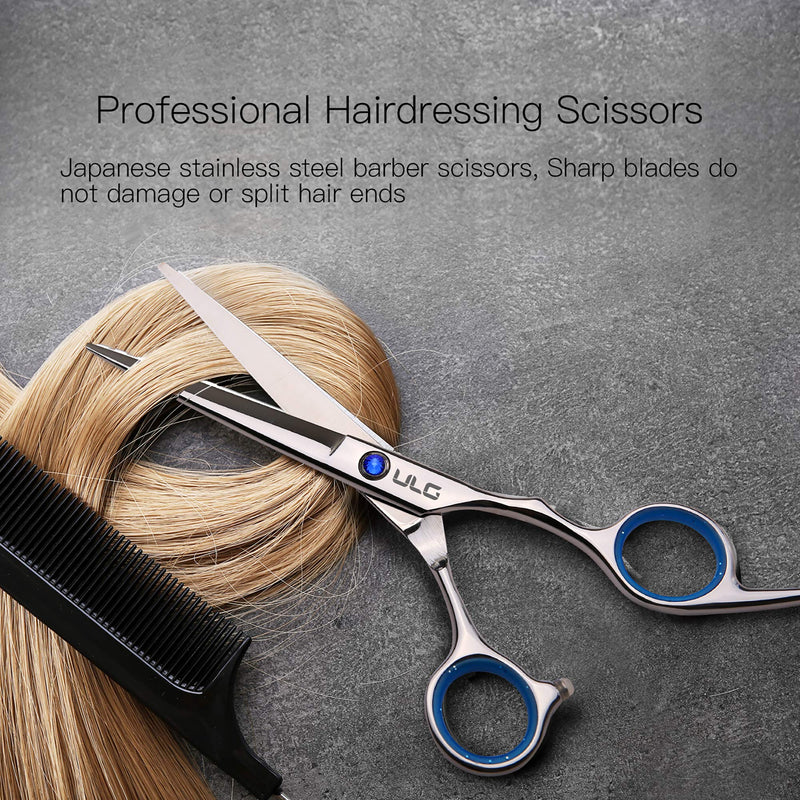 [Australia] - Hair Cutting Scissors Shears, Professional Barber ULG 6.5 inch Hairdressing Scissor Salon Razor Edge Hair Cutting Shear Japanese Stainless Steel with Detachable Finger Inserts 