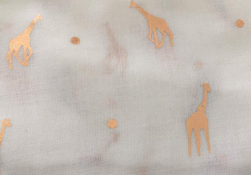[Australia] - LilyRosa® Grey Giraffe Print Scarf, Ladies White Rose Gold Foil Animal Shawl Wrap 