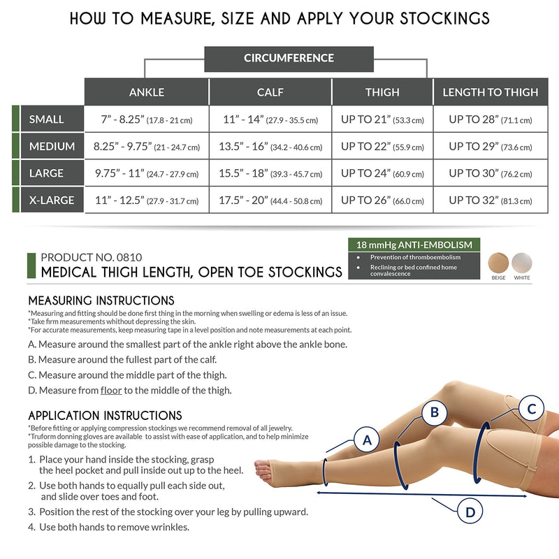 [Australia] - Truform Surgical Stockings, 18 mmHg Compression for Men and Women, Thigh High Length, Open Toe, White, X-Large X-Large (Pack of 1) 