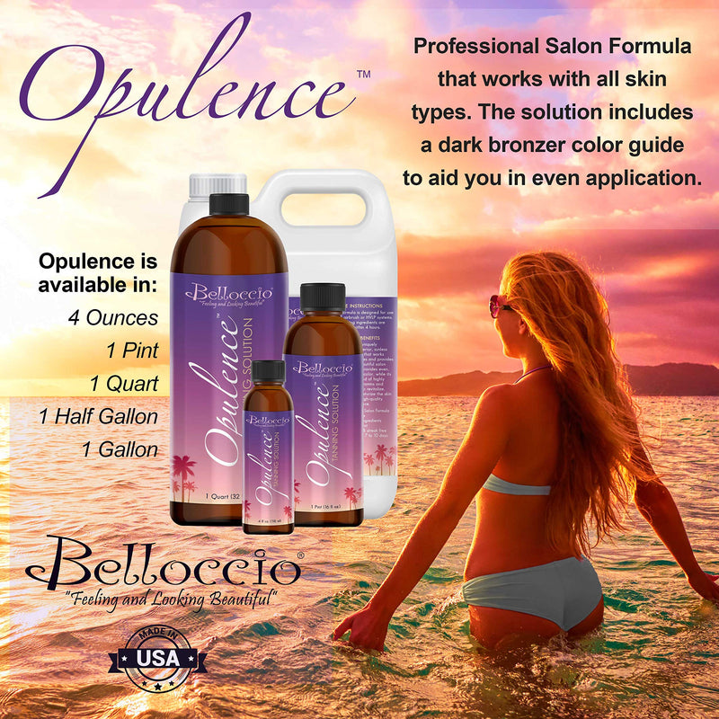 [Australia] - 1 Pint of Belloccio"Opulence" Ultra Premium"DHA" Sunless Tanning Solution with Dark Bronzer Color Guide 