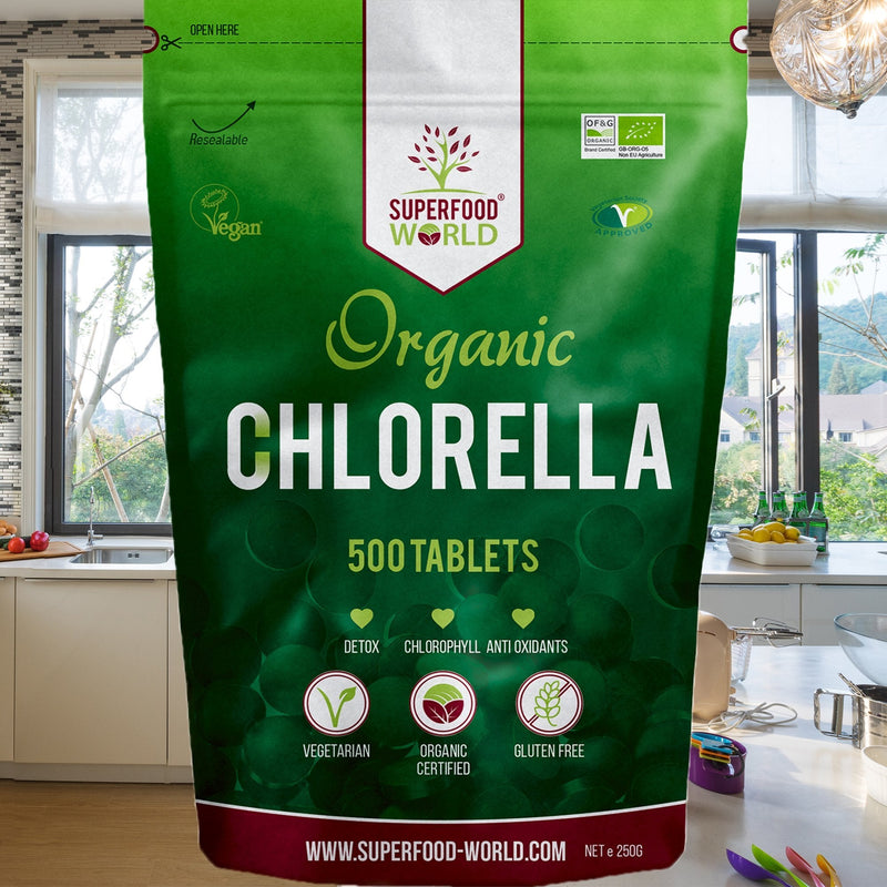 [Australia] - Organic Chlorella Tablets (500 X 500mg) Premium Detox Chlorophyll Superfood | Natural Source of Vegan Protein, Minerals & Vitamins | Cracked Cell Wall | Ideal for Health, Detox, Skin, & Energy 