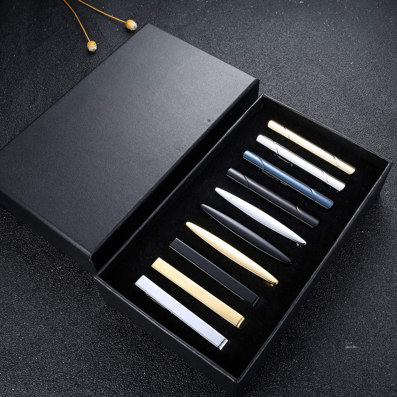 [Australia] - JOERICA 10 Pcs Tie Clips Set for Men Tie Bar Pin Clips Set for Regular Ties Necktie Wedding Business Clips with Gift Box 